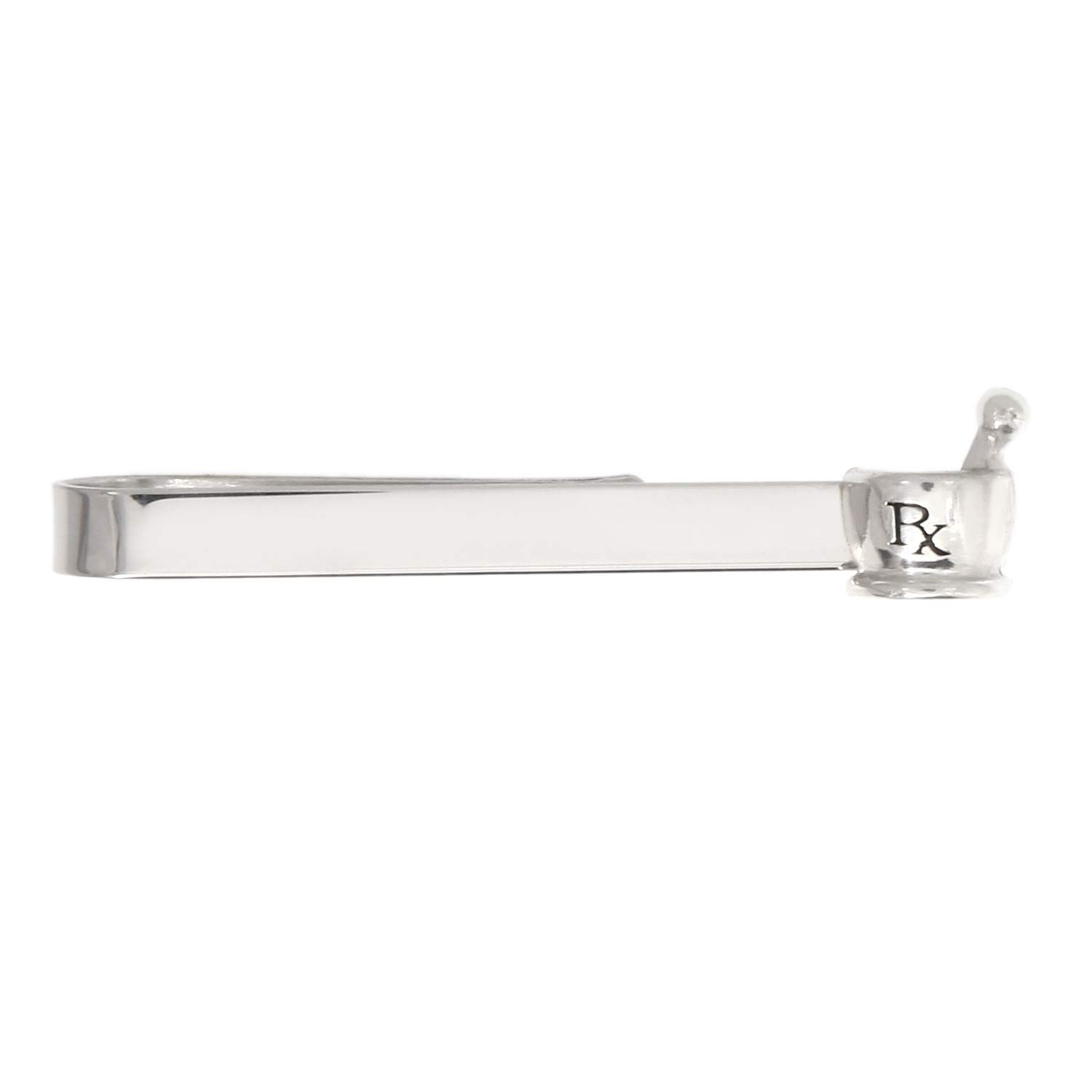 Custom Made Personalized Sterling Silver Professional Rx Mortar and Pestle Pharmacy Slide On Tie Clip Tie Bar