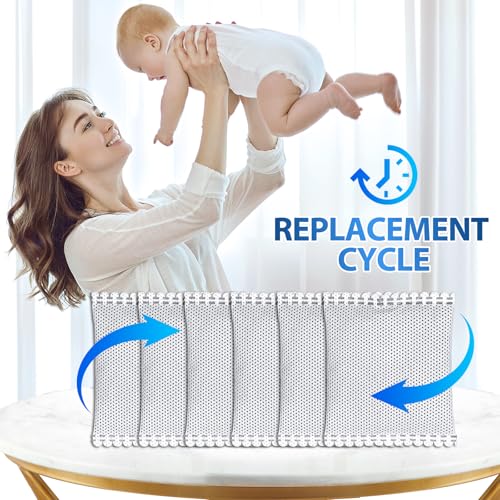 KeeTidy Diaper Pail Deodorizer Odor Absorber Carbon Filter Refill Compatible with Diaper Genie Complete Pail, 6 Pack