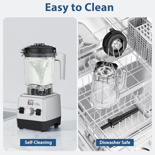 Image of Aeitto Blenders for Kitchen with 68Oz. Large Capacity, 1800W Max Power Smoothie Blender, 3 Preset Programs & 7 Speeds, Professional Countertop Blender for Smoothies, Ice Crush, Generation 2 Silver
