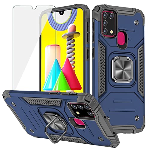 Coque Samsung Galaxy M31 anti-chute avec verre trempé anti-rayure bleu