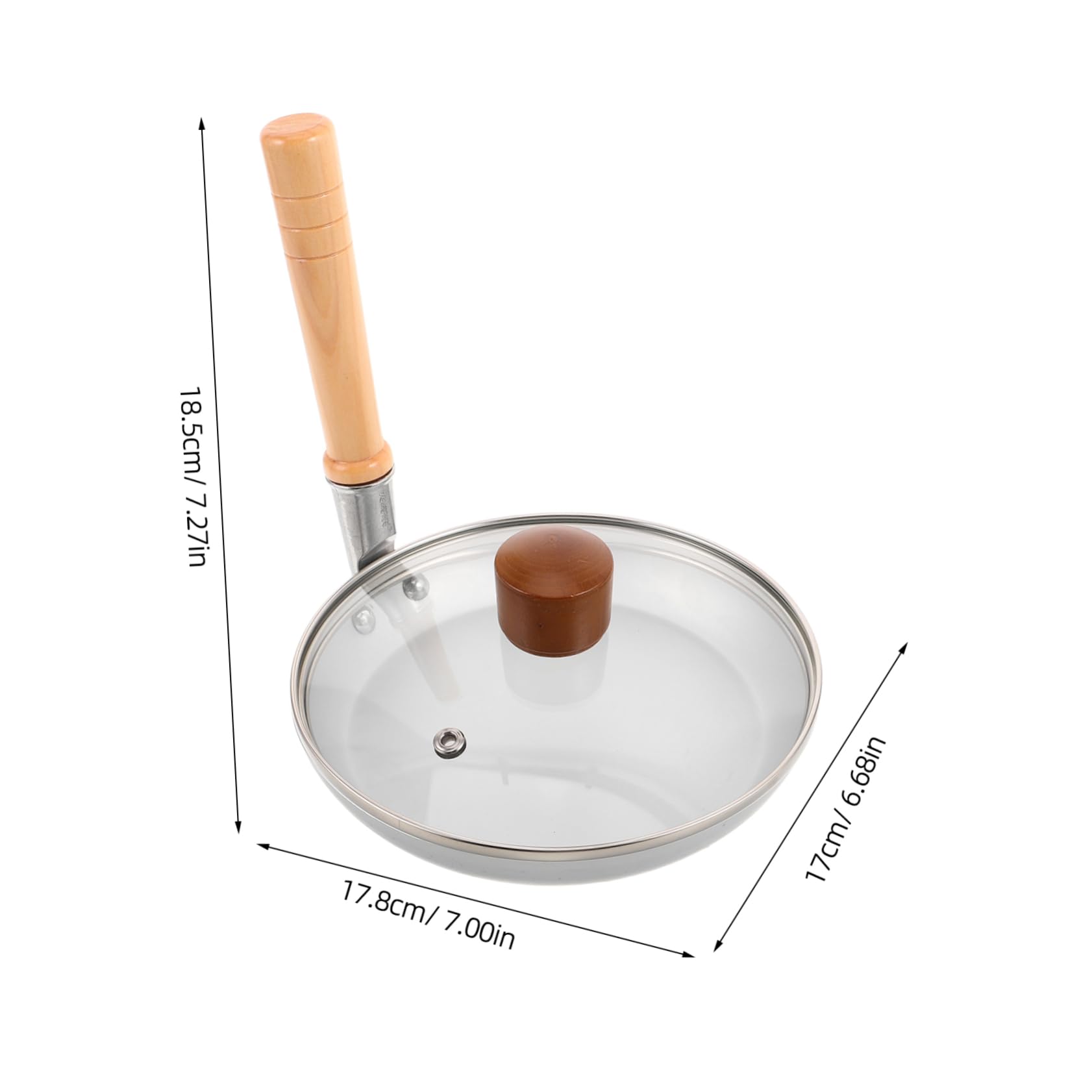 PRETYZOOM Padella Giapponese Mini Antiaderente con Coperchio, Manico in Legno e Vetro Temperato, per Tamagoyaki e Oyakodon in Cucine Piccole