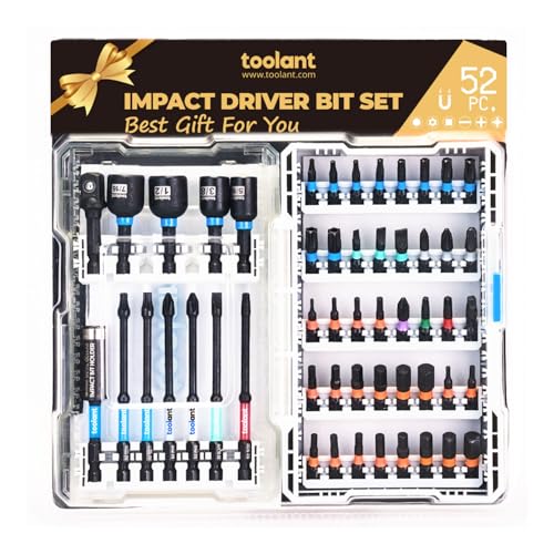 Image of toolant Impact Driver Bit Set - The Gift For Familiy: 52-Piece S2 Steel Screwdriver Bit Set with Hex, Torx, Phillips, Slotted, Square Bits and Nut Driver in a Stylish Case