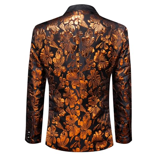 Image of Barry.Wang Mens Floral Blazer Suit Jacket Notched Lapel Casual Sport Coat | Flowers Jacquard One Button Tuxedo for Prom Wedding Party Disco Dinner Banquet Cocktail Homecoming Travel,Regular Fit