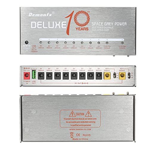 Alimentation pour guitare à 10 sorties isolées argent 9V 12V 18V