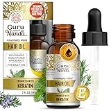 GuruNanda Rosemary Mint for Hair Growth with Keratin & Vitamin E Oil - Encourages Scalp, Shine & Hair Strengthening- 100% Natural, Cruelty-Free, 2oz