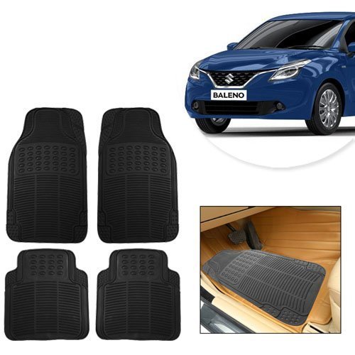 Vheelocityin Black Premium Rubber Car Foot Mat / Floor Mat For Maruti