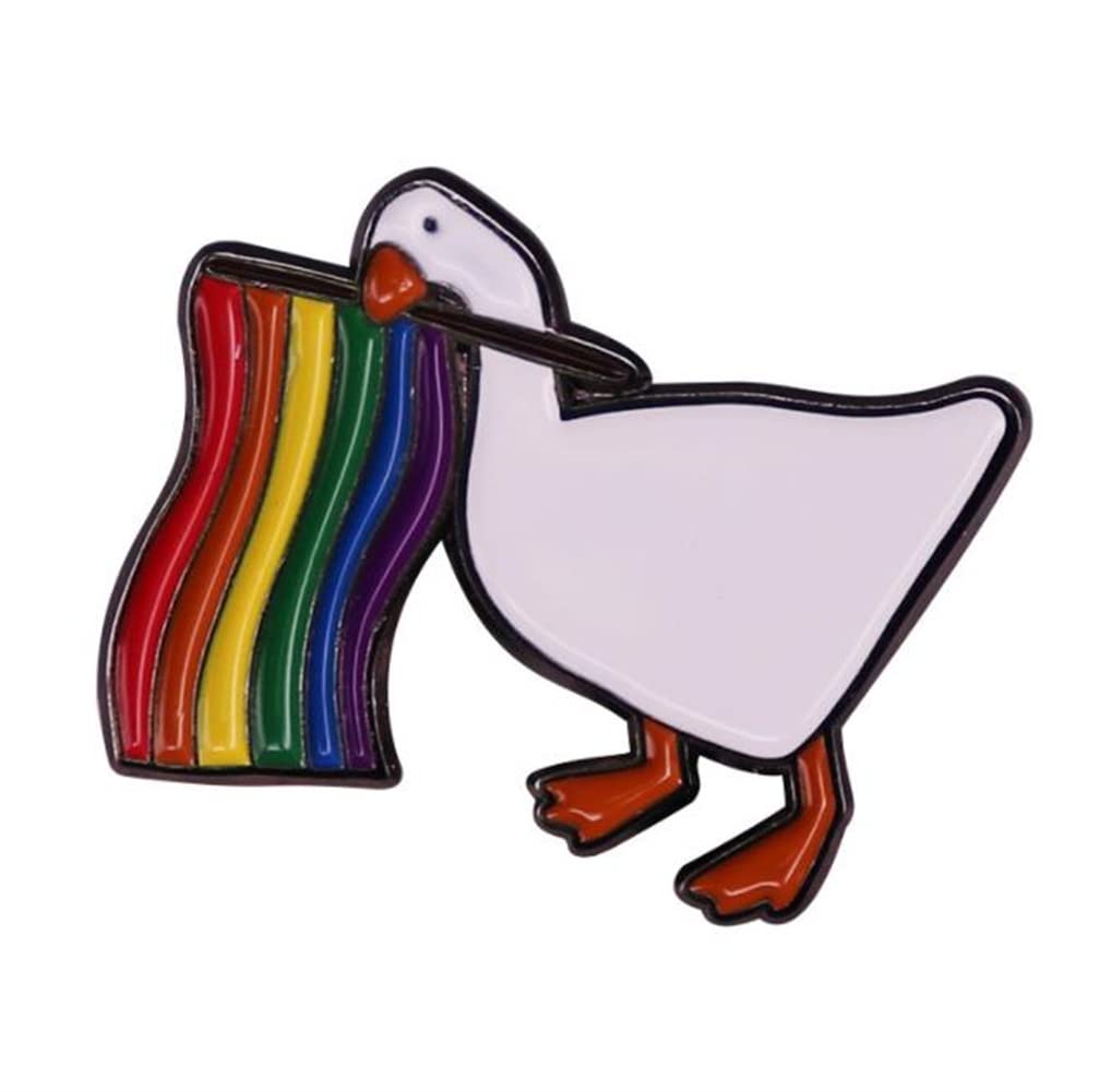 KAWADULGBTQ Gay Pride Rainbow Flag Goose Enamel Pin Badge Jewelry for Dresses, Suits, Bags, Backpacks