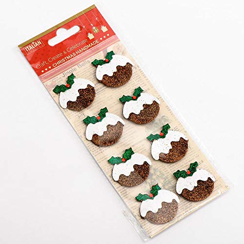 Italian Options Glitter Christmas Puddings Christmas Craft Decorations (Pack of 8)