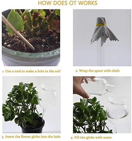EOEO Self Watering Aqua Globes Hand-blown Mini Glass Automatic Plant Waterer Bulbs Flower Decorative Design,Set of 2pcs