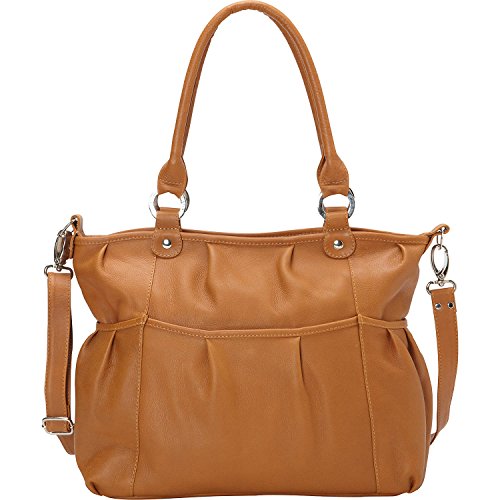 Piel Leather Zippered Cross-Body Tote, Honey, One Size #TOP6