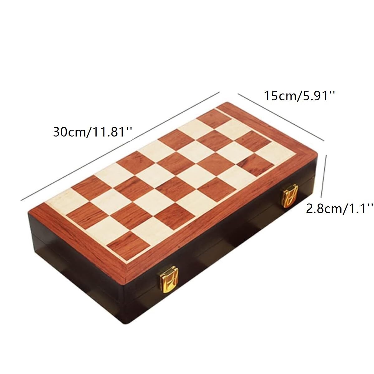 Retro Schachspiel aus Metall mit faltbarem Holz-Schachbrett und klassischen handgefertigten Standardstücken Schachspiel aus Metall für Kinder und Erwachsene. tragbares Schachbrett
