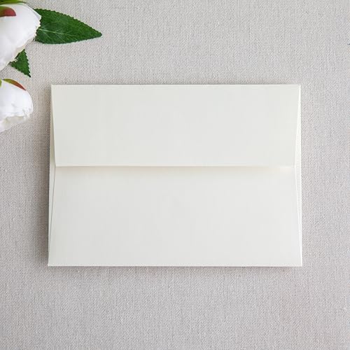 PONATIA 50 Pieces 5x7 Envelopes, A7 Envelopes Self Seal for Weddings, Invitation Cards, Photos, Postcards, Greeting Cards Mailing, Baby Shower, Graduation, Christmas Gift Cards (Ivory)