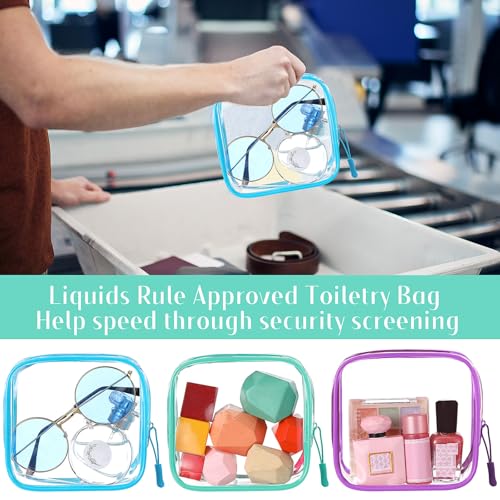 12 Pcs Clear Cosmetic Makeup Bags with Zipper Tsa Approved Toiletry Bag for Travel Transparent PVC Waterproof Carry Pouches with Zipper Organizer Case for Men and Women(Vivid Color)4