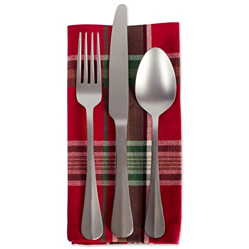 DII Weihnachtstuch-Servietten-Set für Küche und Tisch, quadratisch, Tango-Rot, kariert, 6 Stück – Ansicht 5