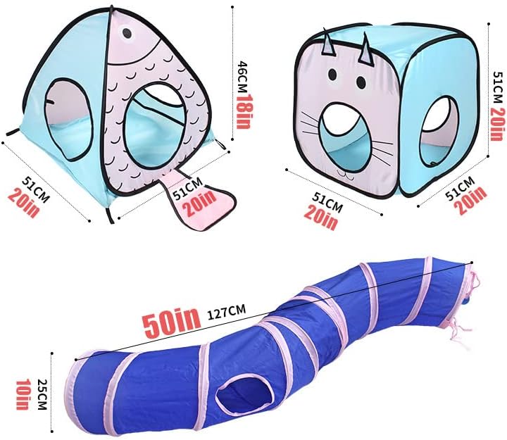 Floving Cat Tunnel - Pop Up Kitty Tube Set, Long Cat Tube with Plush Ball, Kitten & Puppy Toy for Indoor Play - Image 3