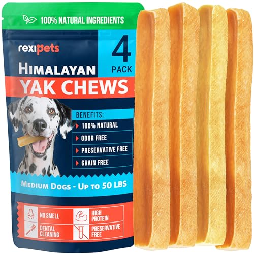 100% Natural Yak Cheese Himalayan Made Dog Chews All Breeds - Lactose Free Yak Chew for Small Medium & Large Dogs - Dental Cleaning Dog Chews Aggressive Chewers - Long Lasting Odor & Gluten Free