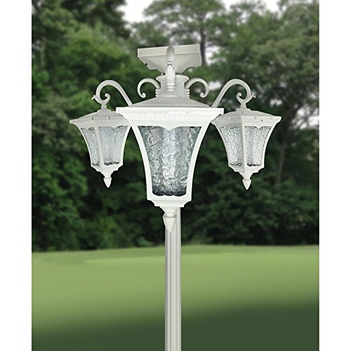 Sun-Ray 312011 Vittoria 3-Head Solar LED Lamp Post and Planter, Dual Amber/White Light Switch, 7ft, White, Batteries Included - Thumbnail 3