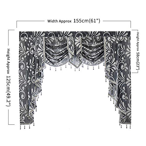 Napearl Grey Waterfall Valances Jacquard Curtain Valance For Living Room, Beaded Swag Valances For Window Treatments (1 Panel, 61-Inch Wide) #TOP6