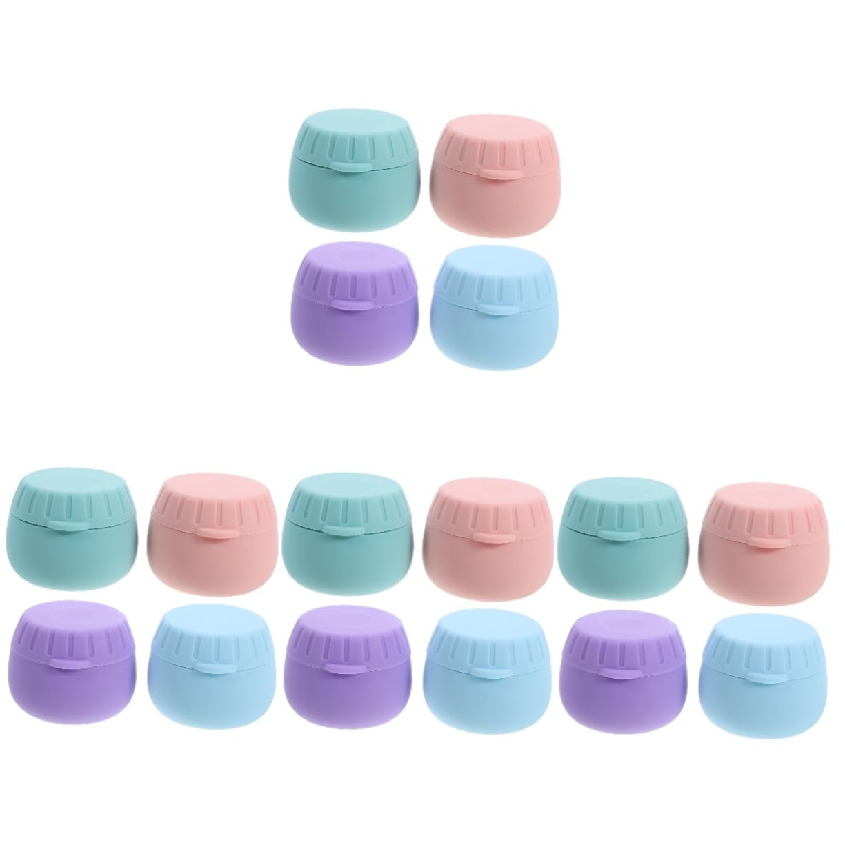 Healeved 16pièces Pots De Cosmétiques Réutilisables Contenants De Voyage Pour Lotions Et Échantillons Boîtes Colorées Silicone Bleu Rose Vert