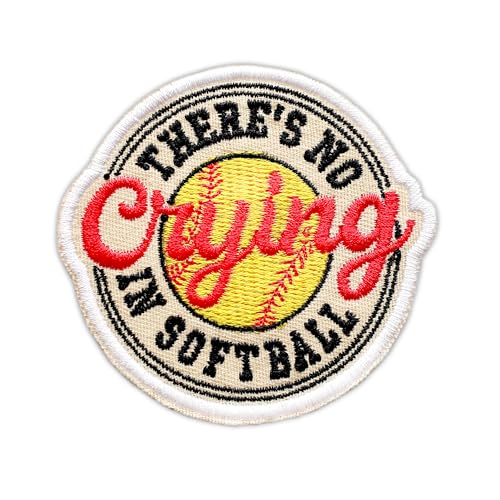 There is No Crying in Softball Embroidered Patch Sport Softball Fabric Embroidery Patches Sports Team Game Day Iron On Sew On Patches for Clothes Backpacks Hats Gifts for Adults Teens 3x2.7 Inches