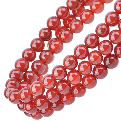 Image of 100PCS 8mm Red Agate Natural Colour Gemstone Loose Beads Round Carnelian Crystal Energy Stone Healing Power for Jewelry Making (Carnelian, 8MM)