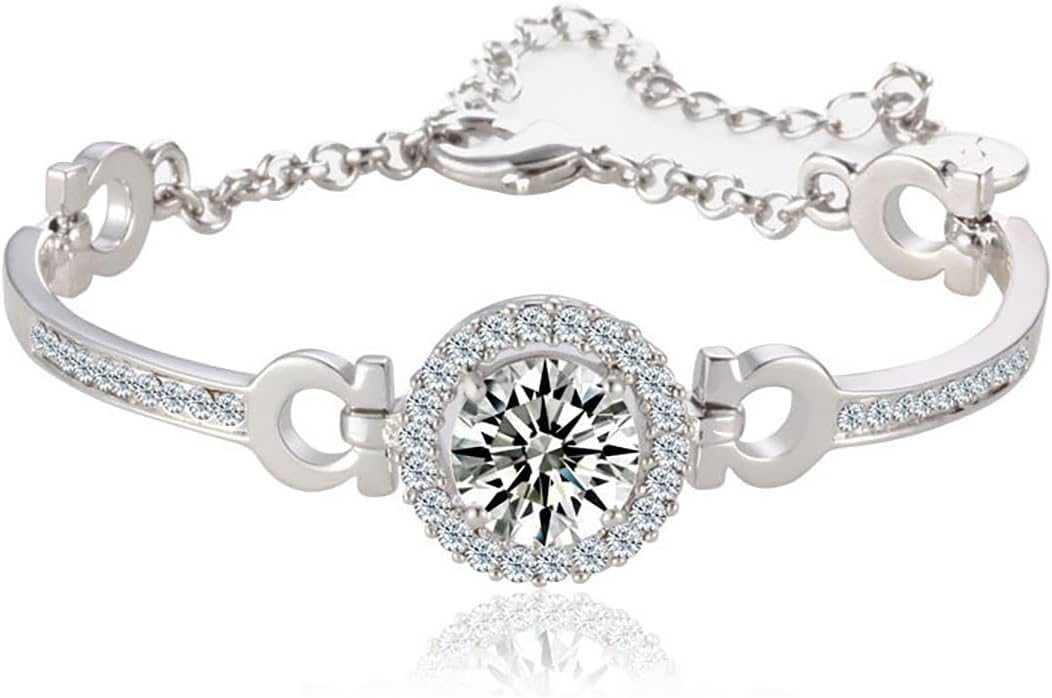 14K Gold 8.27 Inch Adjustable Bracelet,D Color Ideal Cut Bezel Moissanite Bracelet for Women,Ideal Jewelry Gift for Her