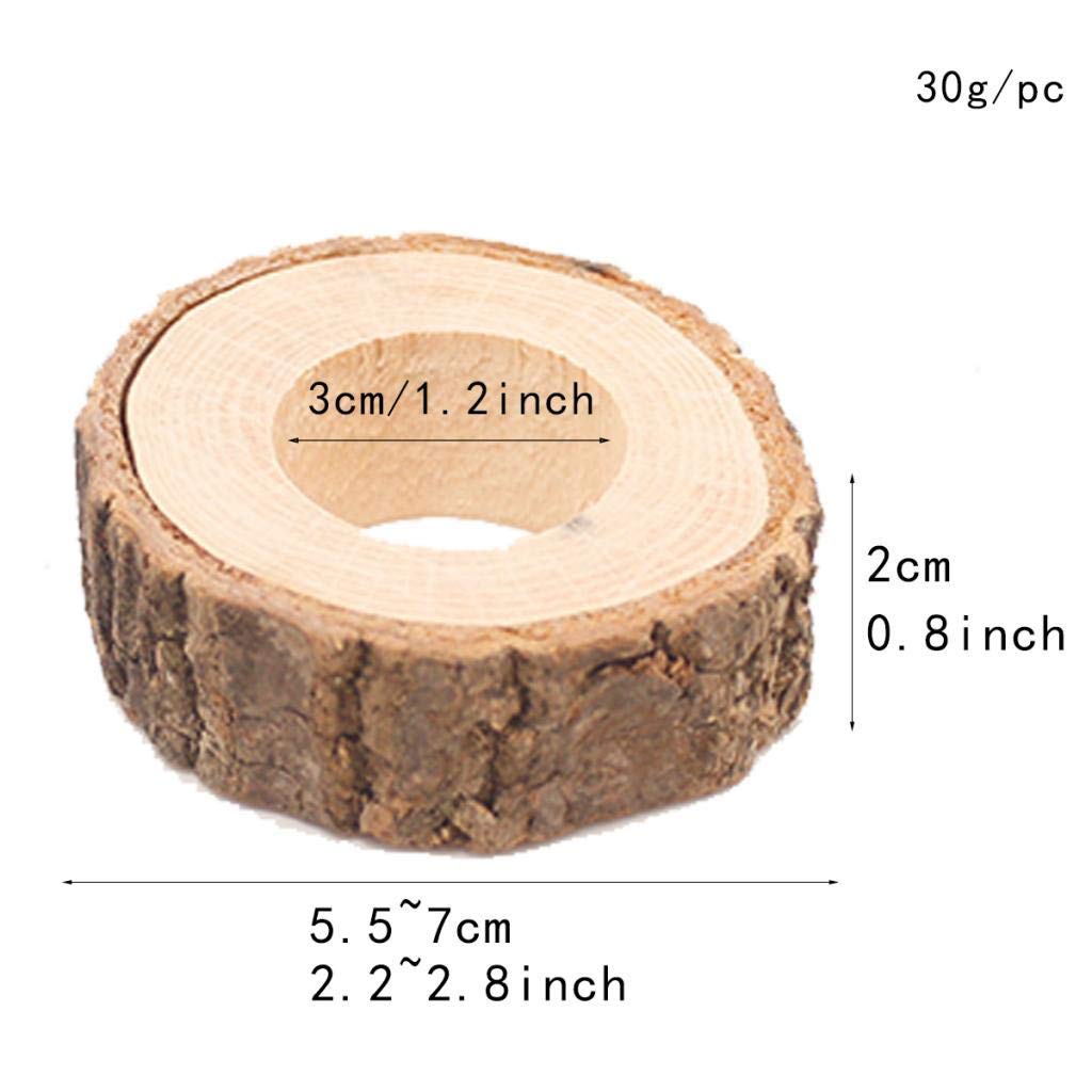 100 Stück Holz Baumstumpf Serviettenringe Serviettenhalter Papierhalter für Hochzeit Geburtstag Party Tischdeko