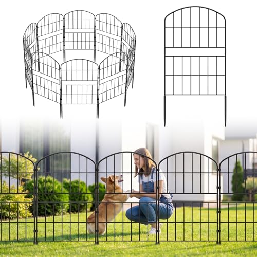 KIMAZO 32.5in (H) x 10ft (L) Tall Decorative Garden Fence - 7 Pack Garden Fencing, Rustproof Metal Wire Panel Border Animal Barrier for Dog, Flower Edging for Yard Landscape Patio Outdoor Decor