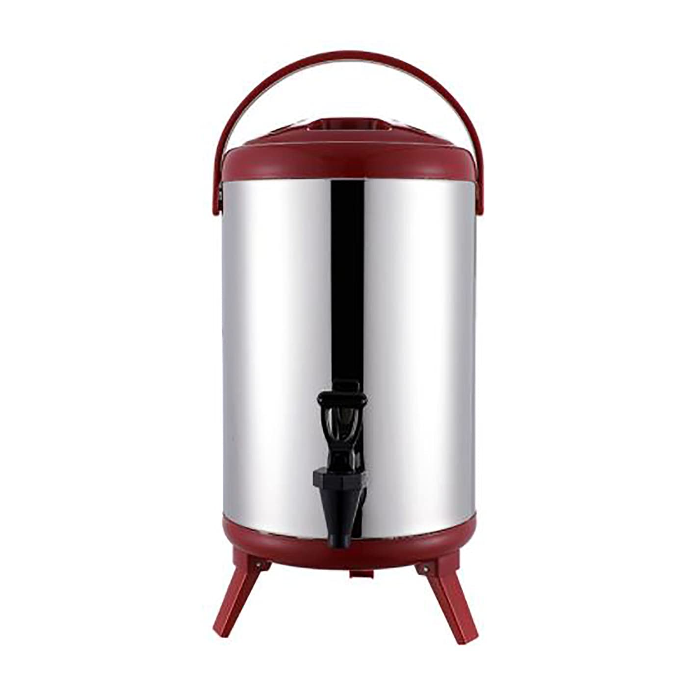 304 acero inoxidable doble capa aislamiento barril trípode plegable con grifo fermentación barril (rojo, 10L)
