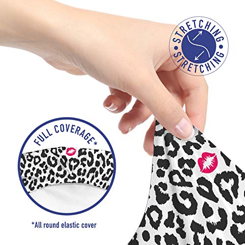 Ambesonne Safari Office Chair Slipcover, Leopard Cheetah Animal Print Kiss Shape Lipstick Mark Dotted Trend Art, Protective Stretch Decorative Fabric Cover, Standard Size, Grey Pink #TOP4