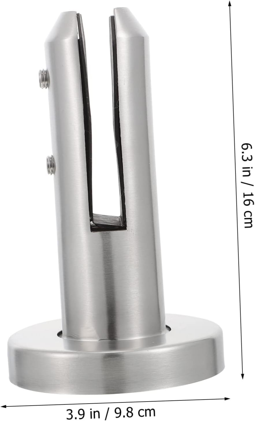 TEHAUX Practical Stainless Steel Glass Panel Post Clamp Sturdy Fencing Clamp for Temporary Fence Railing Post Balustrade Staircase Frame Floor Standoff Steel for Outdoor Use