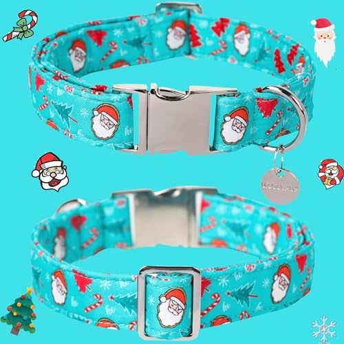 Image of Christmas Dog Collar, Christmas Collar for Puppy Girl Boy Dog or Cat, Holiday Dog Collar with Durable Metal Buckle, Cute Pet Collar, L