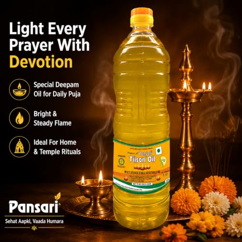 Image of Pansari Tiisari Til Oil 1000ml | Special Deepam Oil for Puja, Rituals & Festivals | Long-Lasting Aroma