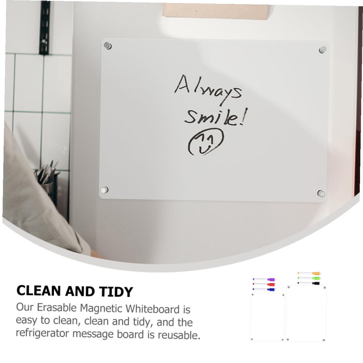 Lavagna Magnetica Frigo Trasparente con Pennarelli Pianificazione Giornaliera Cancellabile Board Magnetica per Casa Ufficio Scuola Organizzatore Settimanale Magnetico per