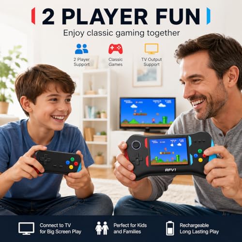 X7M 500 in 1 Retro Handheld Gaming Console | 3.5 Inch Big Display Portable Video Game with TV Support, Built-in Classic Games, 2 Player Mode for Kids & Family Fun ,Best Gift for Kids 5