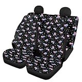 Foruidea Car Seat Cover Full Set Unicorn and Star Car Seat Covers for Car Auto Seats Protector Front and Rear Bench Seats Fit Most Cars,SUV,Sedan,Trucks