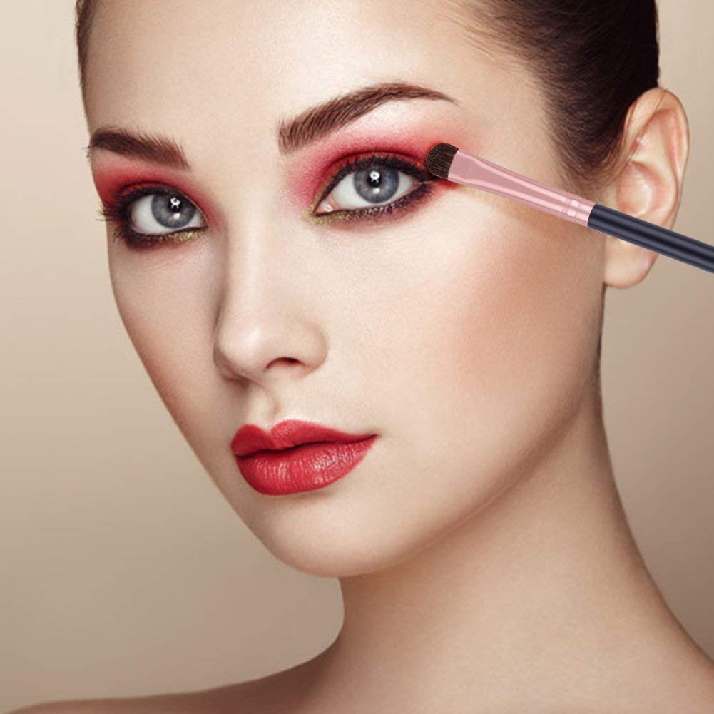 Docolor Eye Makeup Brush Set Professional Eye Makeup Brushes Eyeshadow Eyeliner Concealer Eyebrow Blending Brushes Make Up Brush Kit (10 Pcs,Black with Rose Gold)
