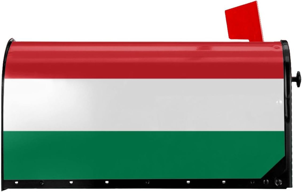 Flag of Hungary Print Magnetic Mailbox Cover - Decorative Seasonal Outdoor Mailbox Wrap Mailbox Accessory for Standard & Large US Mailboxes (21×18 in / 25.5×21in)