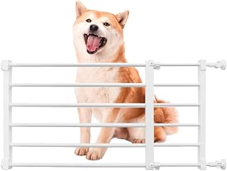 Short Dog Gate Expandable Dog Gate 22"-39.37" to Step Over,Pressure Mount Small Pet Gate,Low Pet Gate-Adjustable,Puppy Gate Indoor for Doorway,Stairs (White, M(14.17''H))