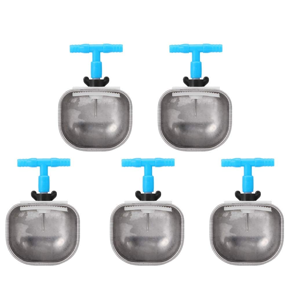 5 Stück Kaninchen Wasserschalen Edelstahl Automatische Kaninchen Trinker Nippel Trinkschale Waterer Farm Zubehör(Große Schüssel)