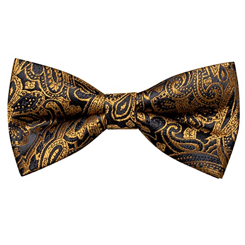 Image of Hi-Tie Bow Ties for Men Pre-Tied Pocket Square with Cufflinks Mens Bowtie Sets for Wedding Formal Party