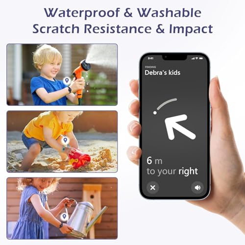 Airtag Bracelet for Kids Adjustable Airtag Watch-Style Wristband, Waterproof Silicone Airtag Holder, Compatible with Apple Airtag, 2-Pack / 8-Pack air tag Bracelet (Black & Sky Blue 2-Pack) — view 5