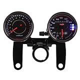  Qiilu Geschwindigkeitsmesser Motorrad, 12V Motorrad ATV Scooter 13000 RPM Tachometer Km / h Tachometer Dual Display Kilometerzähler Gauge