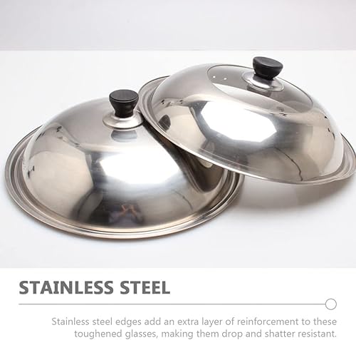 Miniatura 8 de Happyyami Tapa de olla de acero inoxidable, tapa universal para sartenes de vidrio, tapa de 14.2 in, tapa de sartén de vidrio templado, tapa de
