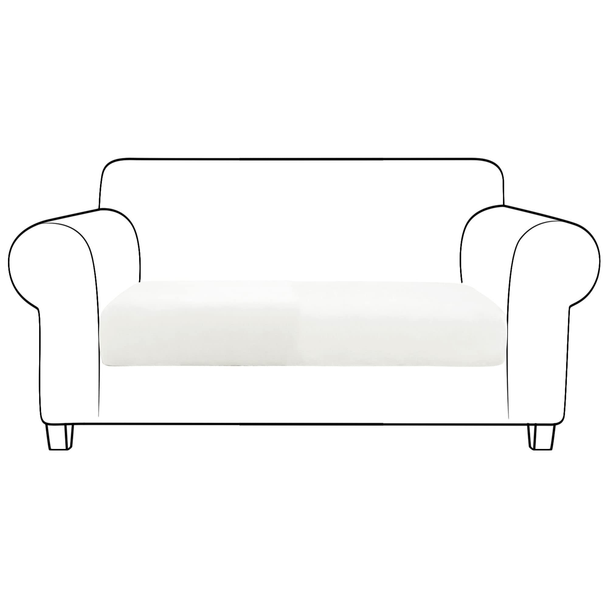 SVFOEBJM Velvet Sofa Seat Cushion Covers, Sofa Cushion Covers Stretch Couch Cushion Cover Soft With Elastic Bottom Sofa Seat Cover For Chair Sofa-white-2 seats