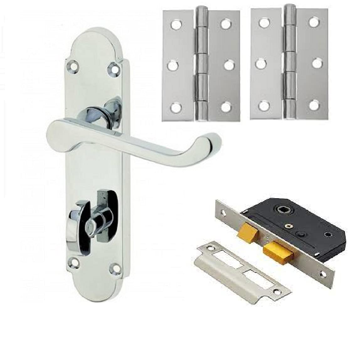 Buy Bathroom Door Handle Polished Chrome Epsom Style Victorian Scroll