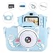 Enow Kids Camera, 16MP 1080P HD Child Digital Video Rechargeable Cameras Toys with Soft Silicone Shockproof Shell for Age 3-14 Boys Girls Outdoor Play, Mini Cartoon Blue (32GB Memory Card Included)