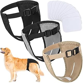 3 Pack Dog Pants Dog Nappies with 9 Sanitary Pad Adjustable Protective Trousers for Female Dogs in Heat Monthly Bleeding Physiological Washable Puppy Season Pants (X-Large)