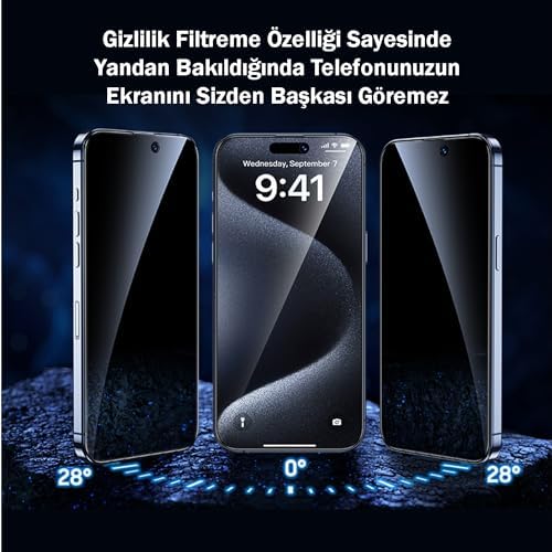 teknosepetim iPhone 15 Pro Max Hayalet Cam Ekran Koruyucu Tam Kaplayan Otomatik Hizalamalı Cam - Görsel 4