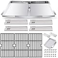 Hiorucet DGF493BNP Drip Pan Replacement Parts, Adjustable 24''-30'' Grill Grease Tray, Grid Cooking Grates and Heat Plate Tent Shields for Dyna Glo DGF493BNP Parts, Backyard Grill BY13-101-001-12.